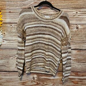 Olivia Sky knitted sweater Women's small brown/white NWT
